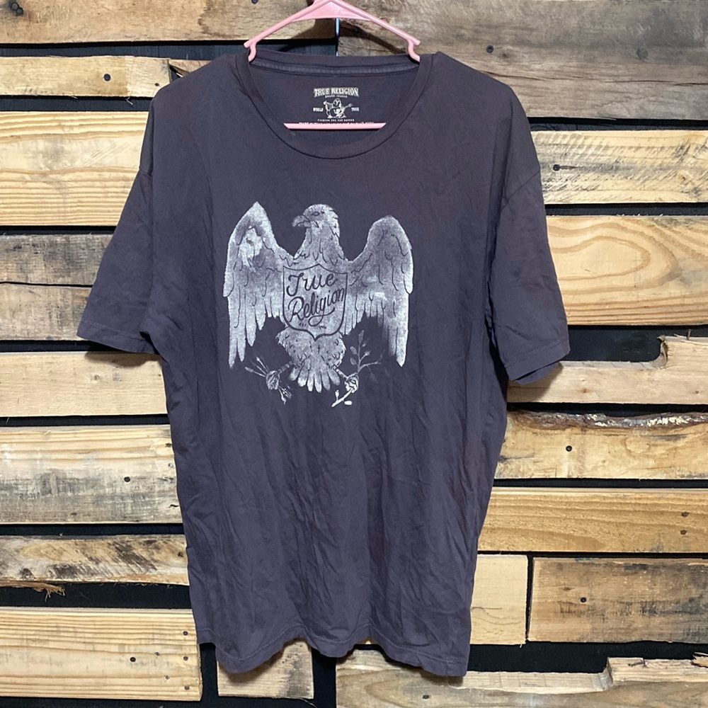 Vintage Men’s True Religion Brown Eagle Graphic Print Crewneck T-shirt size XL